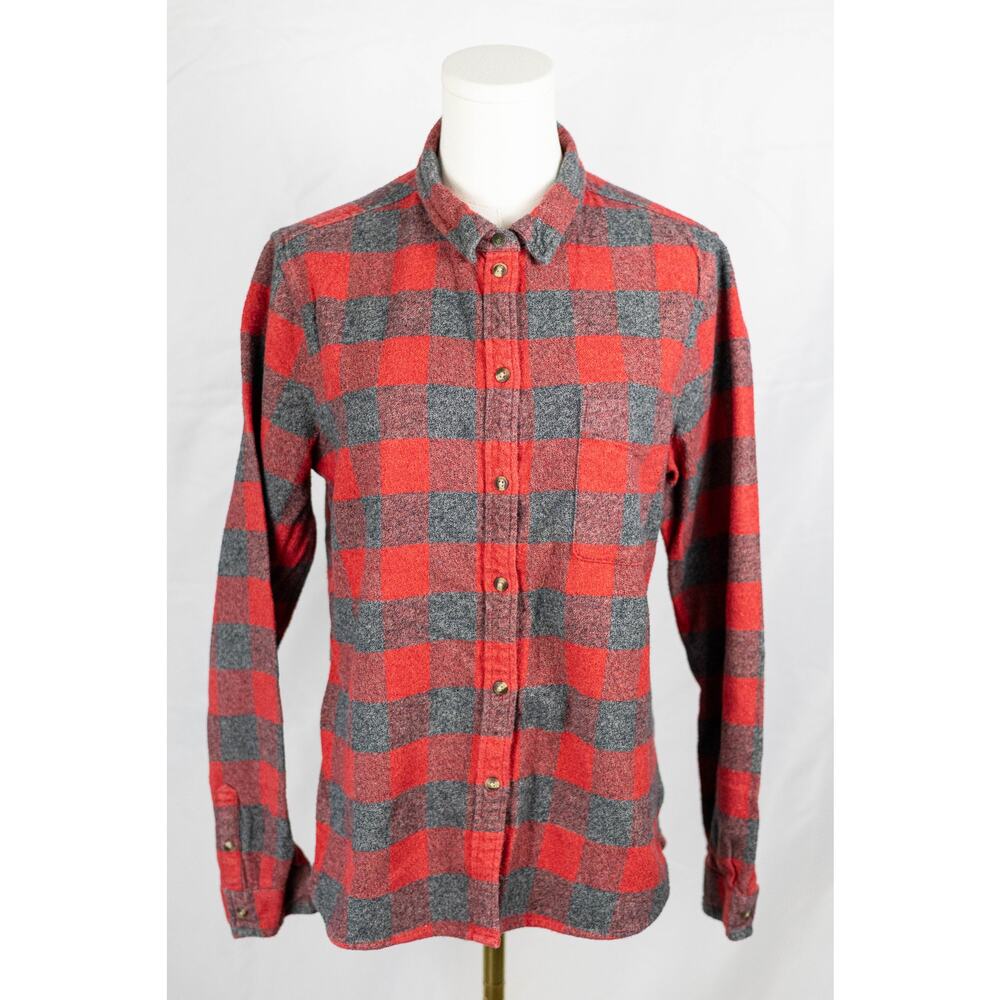 American Eagle Large Slim Fit Women's Shirt Plaid Long Sleeve Red